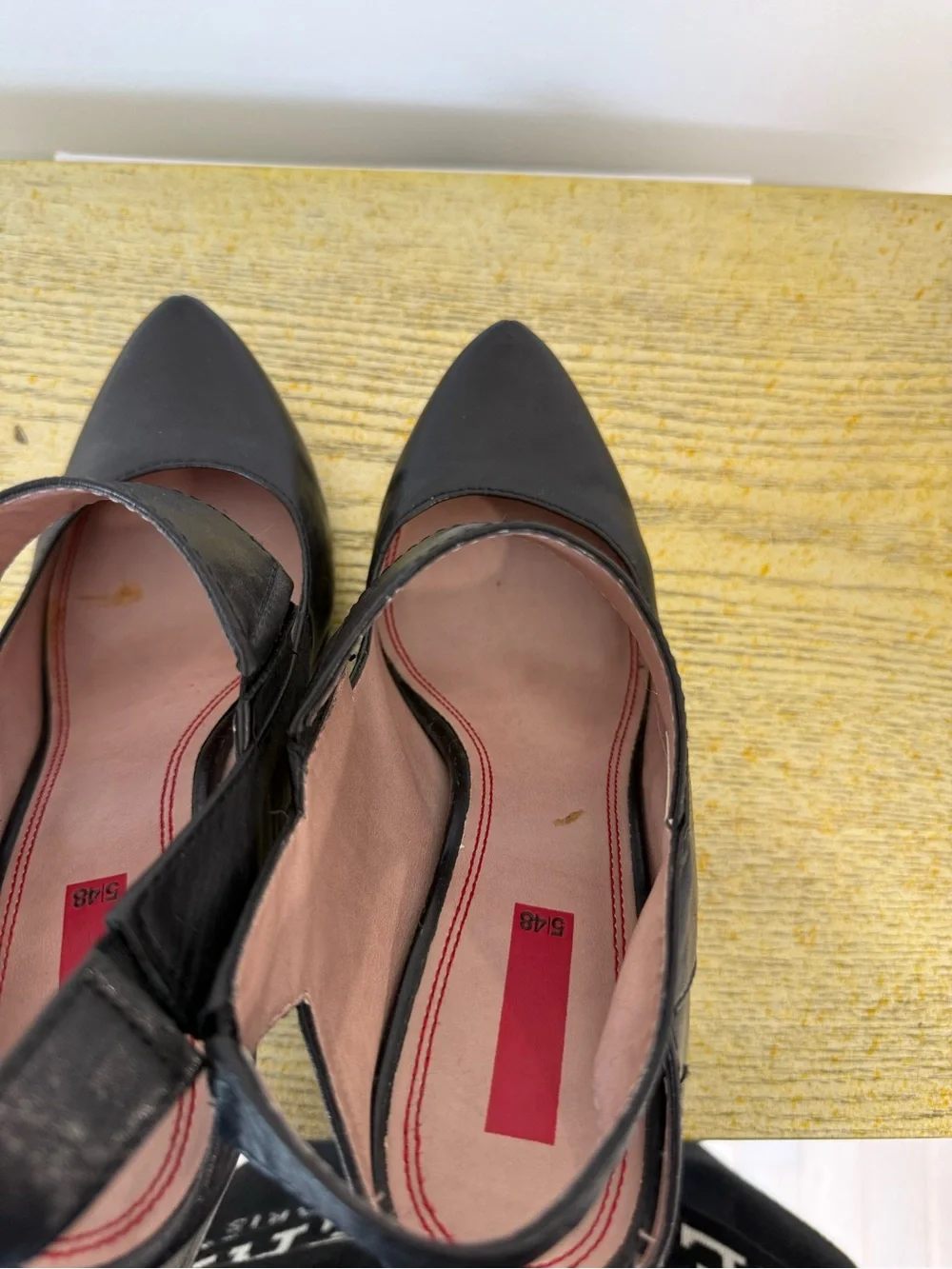 5/48 Saks Fifth Avenue leather platform hills 4.5” hill and 2” platform